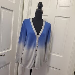 Chico's Ombre Peyton Cardigan Nikko Blue Size 1=10 Lightweight